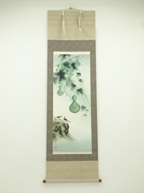 JAPANESE HANGING SCROLL / HAND PAINTED / SIX GOURDS / ARTIST WORK